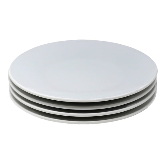 Set of white round plates