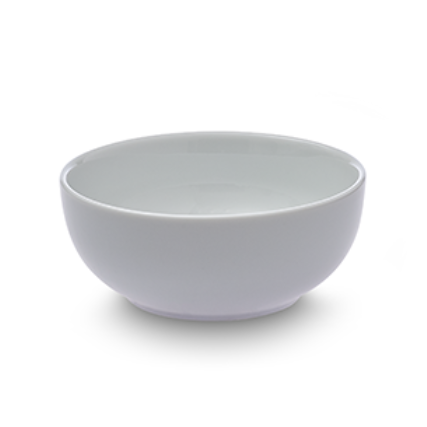 Set of white round bowls