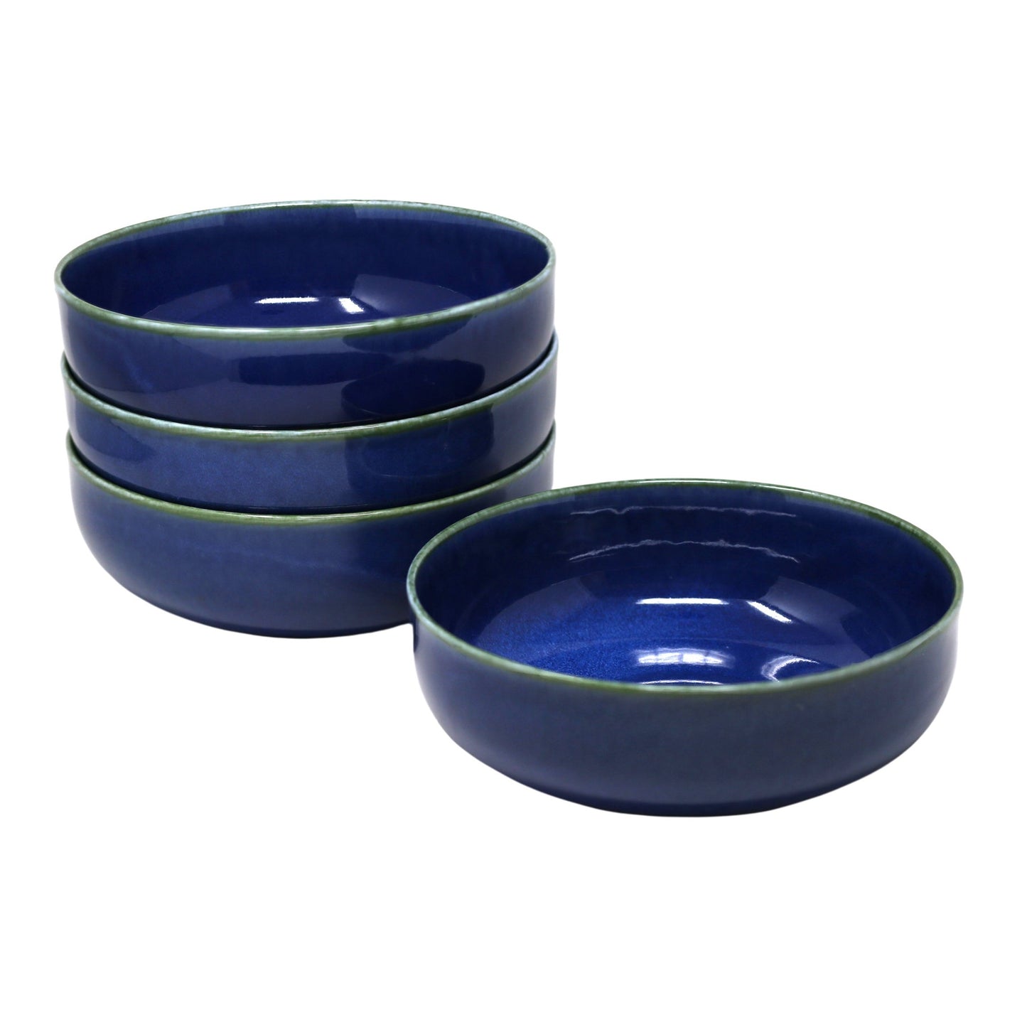 Set of sky blue round bowls