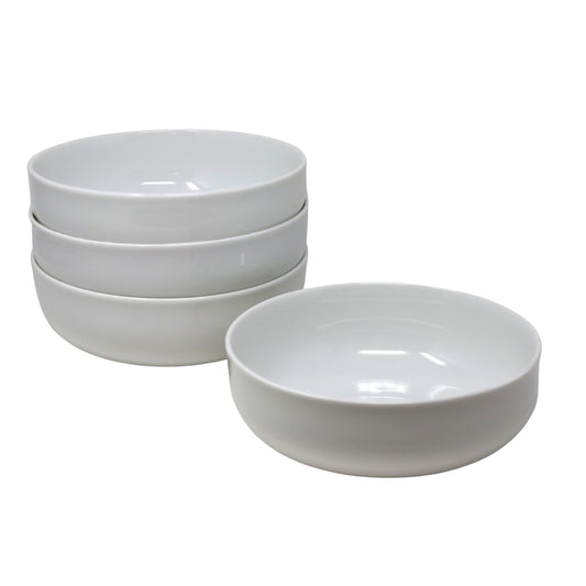 Set of white round bowls