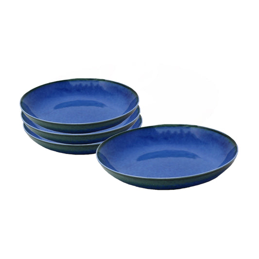 Sky blue round soup plate set