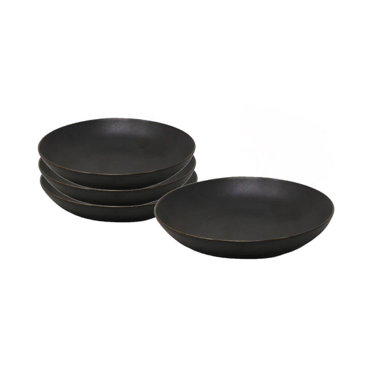 Matte Black Round Soup Plate Set